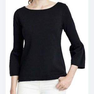 J. Crew Factory Bell Sleeve Top, Black, Size M